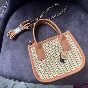 Straw Faux Leather Purse